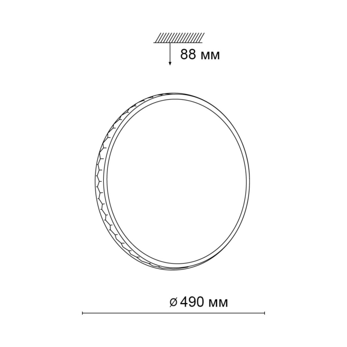 Светильник LED 72Вт 3000-6300К D490 IP43 пульт ДУ DORTA PALE SN 000 СОНЕКС 3053/EL, схема товара
