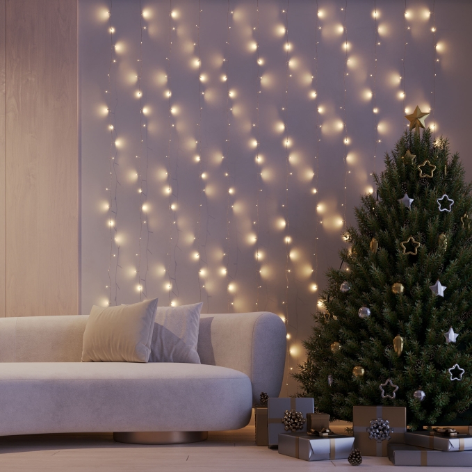 Светодиодная гирлянда ARD-CURTAIN-HOME-2000x2500-CLEAR-300LED Warm (230V, 12W), Arlight, 024835, изображение 4 Светодиодная гирлянда ARD-CURTAIN-HOME-2000x2500-CLEAR-300LED Warm (230V, 12W), Arlight, 024835, изображение 4