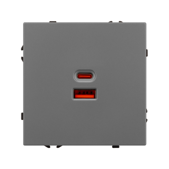 Механизм розетки с быстрой USB зарядкой SCT-NOBE-MUAC-SFPL-FC-GR (65W, QC3), Arlight, 054319, изображение 3