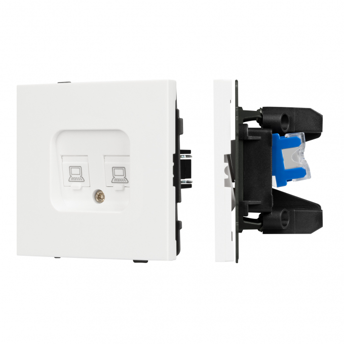 Механизм компьютерной розетки двойной SCT-TENDO-MPC2-SFPL-WH (RJ-45, CAT6), Arlight, 054598, изображение 1 Механизм компьютерной розетки двойной SCT-TENDO-MPC2-SFPL-WH (RJ-45, CAT6), Arlight, 054598, изображение 1