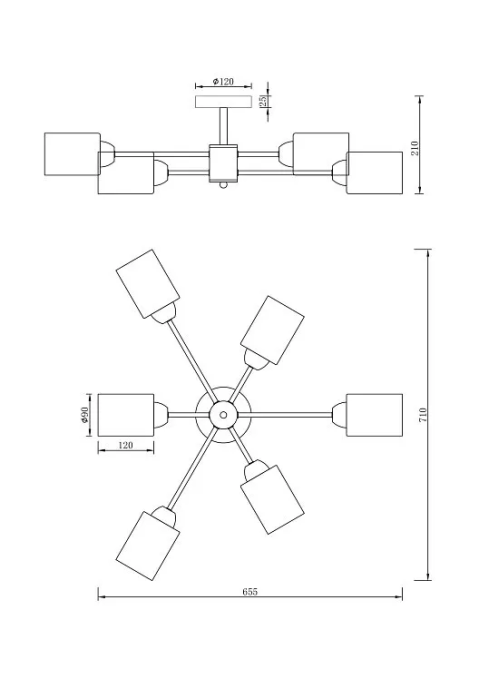 Люстра Омни / Omni E27x6, Freya, FR5150PL-06B Люстра Омни / Omni E27x6, Freya, FR5150PL-06B