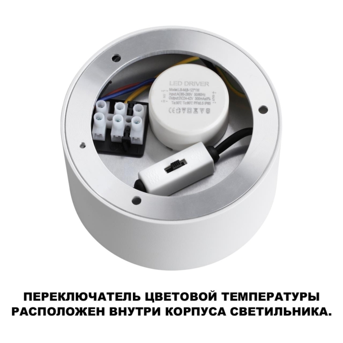 Светильник накладной светодиодный с переключ. цв. температуры IP20 LED 12W 220-240V 3000К/4000К/6000К ORBIS OVER NT25 392 NOVOTECH 359594, фото на цветном фоне 2