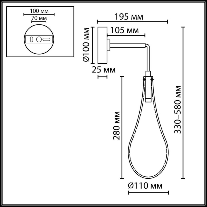 Светильник IP20 LED 4W 300Лм 3000K 180° 220V BRAID L-VISION ODL26 231 ODEON LIGHT 7147/5WL, схема товара