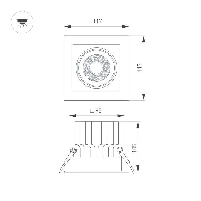 Светильник MS-VORTEX-BUILT-S117x117-20W Warm3000 (WH-WH, 20 deg, 230V), Arlight, 057916, изображение 4 Светильник MS-VORTEX-BUILT-S117x117-20W Warm3000 (WH-WH, 20 deg, 230V), Arlight, 057916, изображение 4