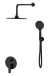 Душевой комплект со смесителем Esko Lagos Black SET6in1LGB хром встраиваемый