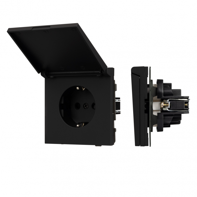 Механизм розетки влагозащищённый SCT-TENDO-MCP-SFPL-BK (230V, 16A), Arlight, 054599, изображение 1 Механизм розетки влагозащищённый SCT-TENDO-MCP-SFPL-BK (230V, 16A), Arlight, 054599, изображение 1
