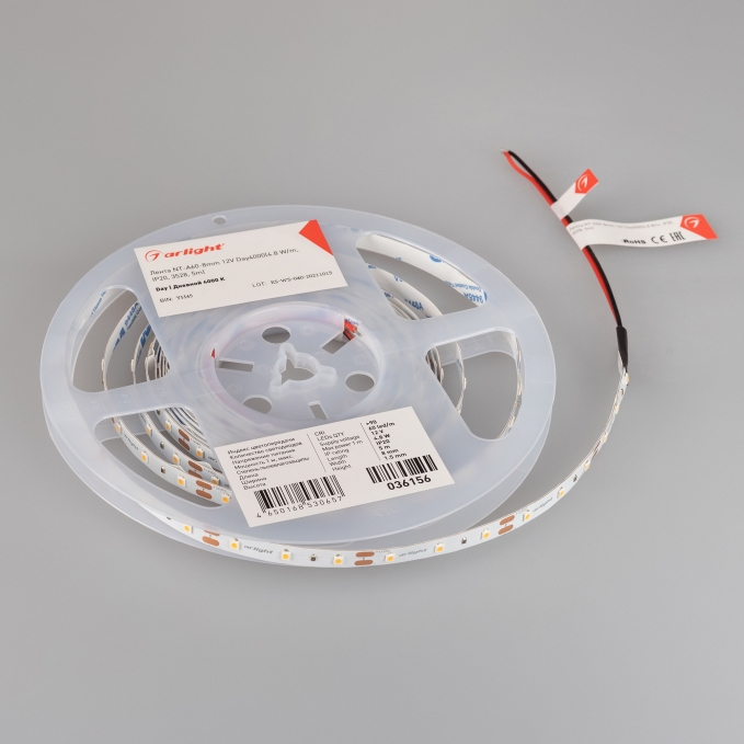 Светодиодная лента NT-A60-8mm 12V Day4000(4.8 W/m, IP20, 3528, 5m), Arlight, 036156, изображение 3 Светодиодная лента NT-A60-8mm 12V Day4000(4.8 W/m, IP20, 3528, 5m), Arlight, 036156, изображение 3