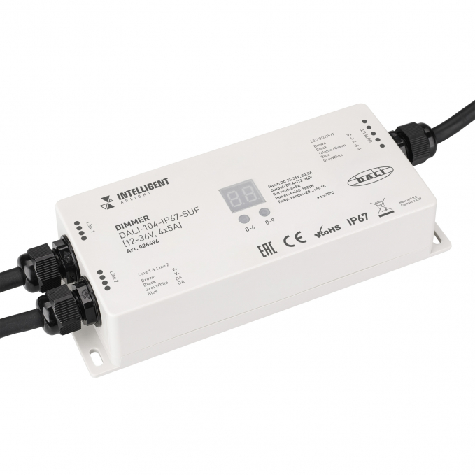 INTELLIGENT ARLIGHT Диммер DALI-104-IP67-SUF (12-36V, 4x5A), Arlight, 026496, изображение 1 INTELLIGENT ARLIGHT Диммер DALI-104-IP67-SUF (12-36V, 4x5A), Arlight, 026496, изображение 1