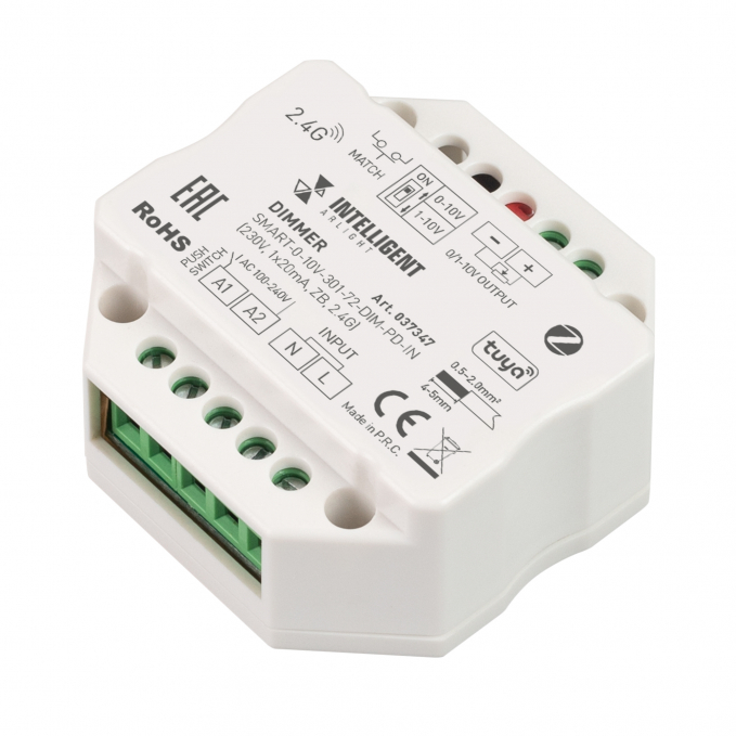INTELLIGENT ARLIGHT Диммер SMART-0-10V-301-72-DIM-PD-IN (230V, 1x20mA, ZB, 2.4G), Arlight, 037347, изображение 1