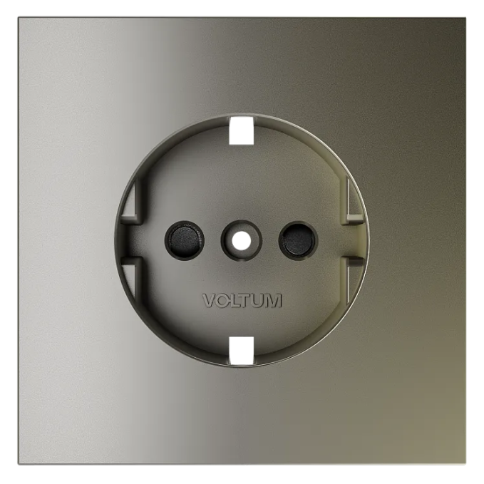 Накладка для розетки с заземлением и защитными шторками, S70 (шелк), Voltum, VLS000704