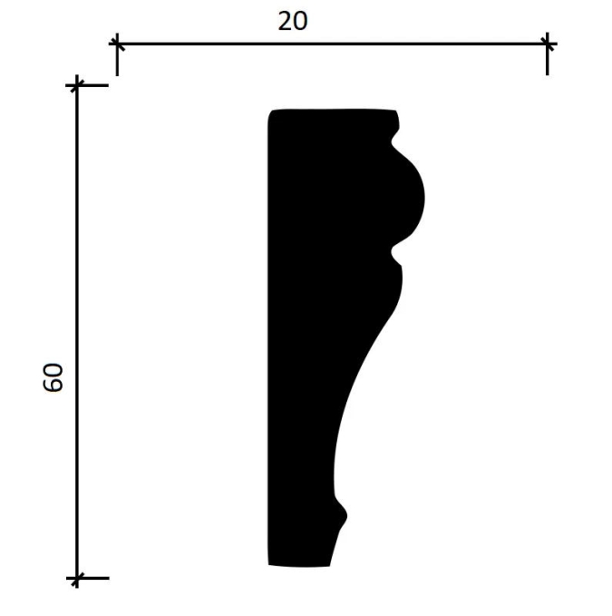 Плинтус Decor-Dizayn 161 A, 60x20x2000 мм Плинтус Decor-Dizayn 161 A, 60x20x2000 мм