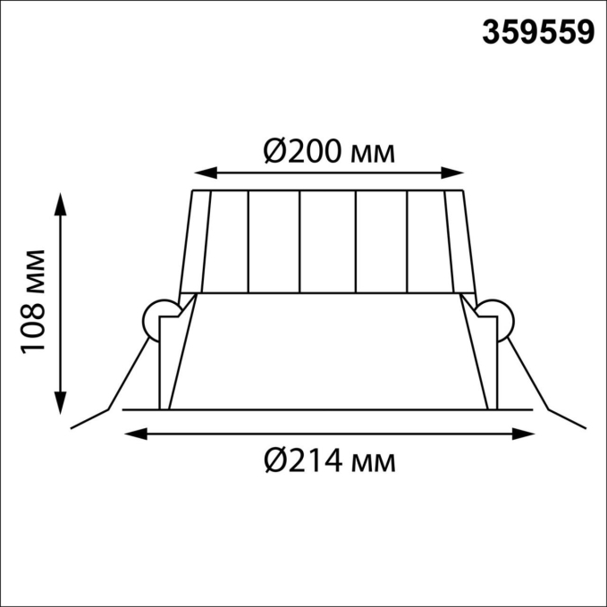 Светильник встраиваемый с переключателем цв. температуры IP44 LED 40W 220-240V 3000К/4000К/6000К CLARA WIR NT25 500 NOVOTECH 359559, схема товара Светильник встраиваемый с переключателем цв. температуры IP44 LED 40W 220-240V 3000К/4000К/6000К CLARA WIR NT25 500 NOVOTECH 359559, схема товара