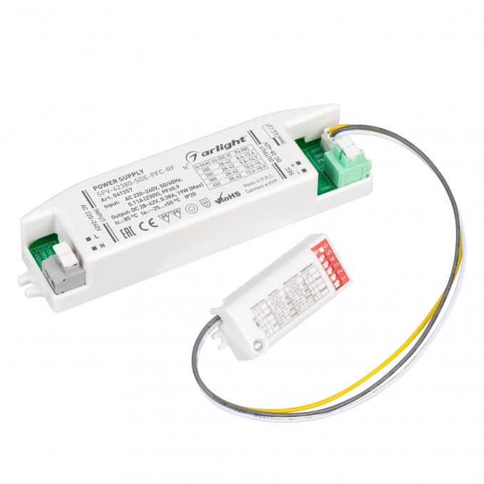 Блок питания SPV-42380-SDE-PFC (19W, 28-42V, 380mA, 5.8GHz), Arlight, 041357, изображение 1 Блок питания SPV-42380-SDE-PFC (19W, 28-42V, 380mA, 5.8GHz), Arlight, 041357, изображение 1