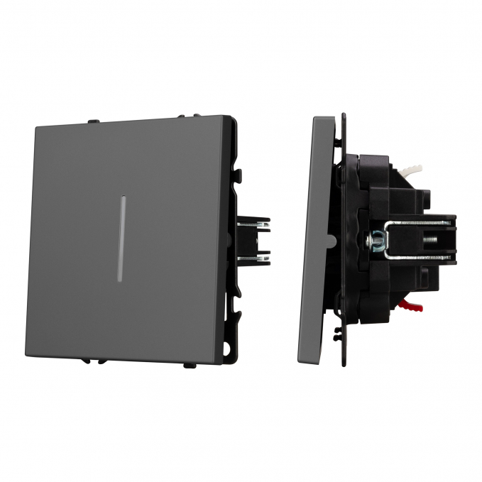 Механизм выключателя одноклавишный проходной LED SWT-NOBE-MKP1-SFPL-L-GR (230V, 10A), Arlight, 054263, изображение 1