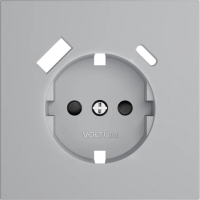 Накладка для розетки с заземлением и защитными шторками, с USB A+C, S70 (серый), Voltum, VLS001016