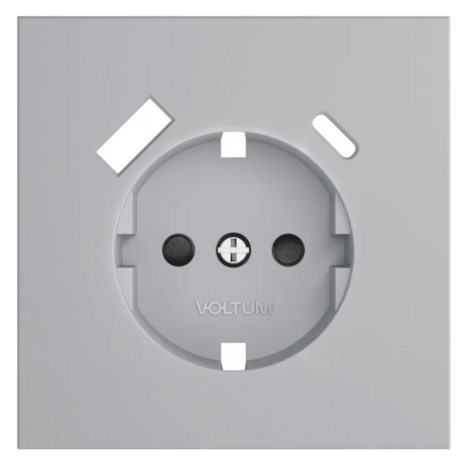 Накладка для розетки с заземлением и защитными шторками, с USB A+C, S70 (серый), Voltum, VLS001016