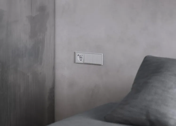 Накладка для розетки с заземлением и защитными шторками, с USB A+C, S70 (серый), Voltum, VLS001016