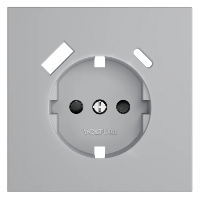 Накладка для розетки с заземлением и защитными шторками, с USB A+C, S70 (серый), Voltum, VLS001016