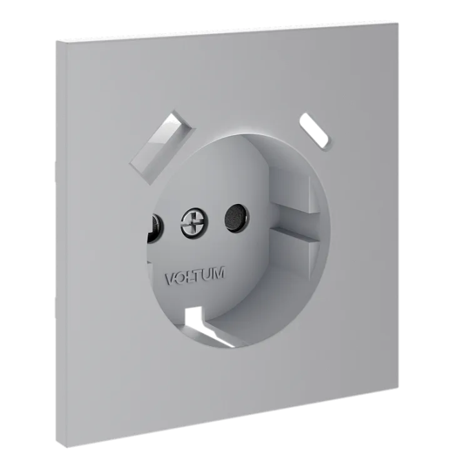 Накладка для розетки с заземлением и защитными шторками, с USB A+C, S70 (серый), Voltum, VLS001016