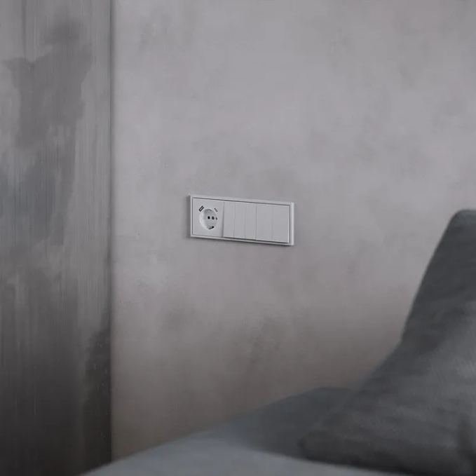 Накладка для розетки с заземлением и защитными шторками, с USB A+C, S70 (серый), Voltum, VLS001016