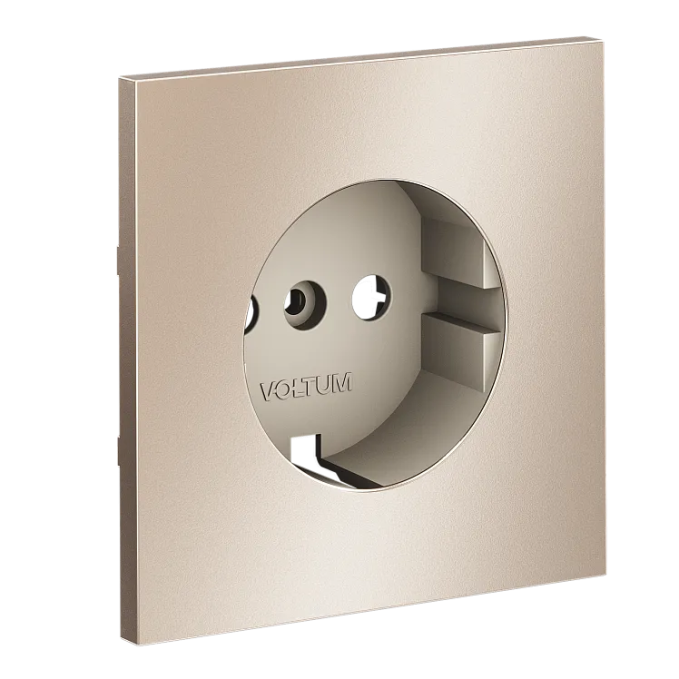 Накладка для розетки с заземлением, S70 Metal (платина), Voltum, VLSM000610