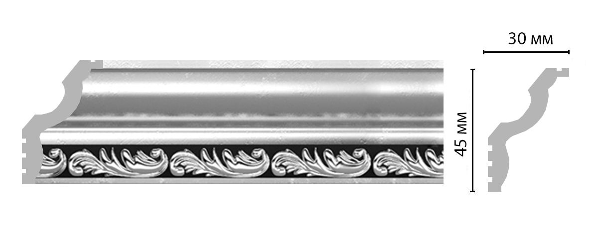 Карниз, плинтус потолочный Decomaster 148B-63 ШК, 45x30x2400 мм Карниз, плинтус потолочный Decomaster 148B-63 ШК, 45x30x2400 мм