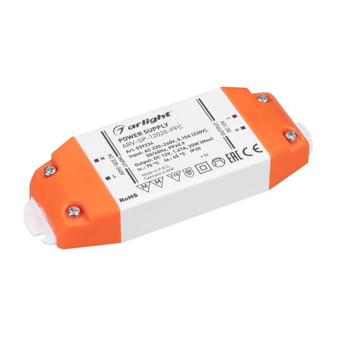 Блок питания ARV-SP-12020-PFC (12V, 1.67A, 20W), Arlight, 039234, изображение 1