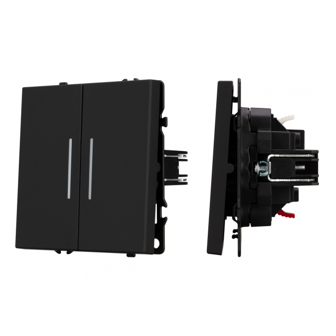 Механизм выключателя двухклавишный непроходной LED SWT-NOBE-MK02-SFPL-L-BK (230V, 10A), Arlight, 054264, изображение 1