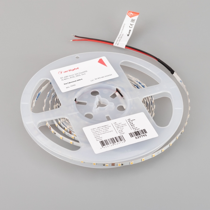 Светодиодная лента RT-A80-5mm 24V Day4000 (5 W/m, IP20, 2835, 5m), Arlight, 037795, изображение 3 Светодиодная лента RT-A80-5mm 24V Day4000 (5 W/m, IP20, 2835, 5m), Arlight, 037795, изображение 3