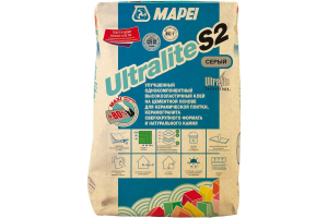 Клей для плитки Mapei Ultralite S2 Серый, 15 кг Клей для плитки Mapei Ultralite S2 Серый, 15 кг