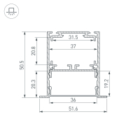 Профиль SL-LINIA52-3L-F-2000 ANOD, Arlight, 044682