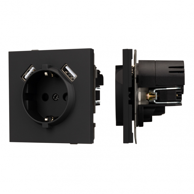 Механизм розетки с USB зарядкой SCT-TENDO-MUAA-SFPL-BK (230V, 16A), Arlight, 054603, изображение 1 Механизм розетки с USB зарядкой SCT-TENDO-MUAA-SFPL-BK (230V, 16A), Arlight, 054603, изображение 1