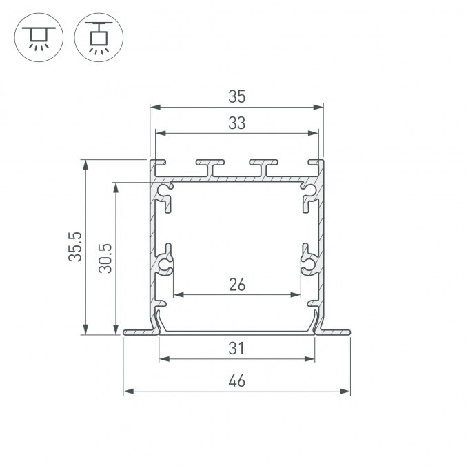 Профиль LINIA49-F-S-3000 ANOD, Arlight, 041872, изображение 3 Профиль LINIA49-F-S-3000 ANOD, Arlight, 041872, изображение 3