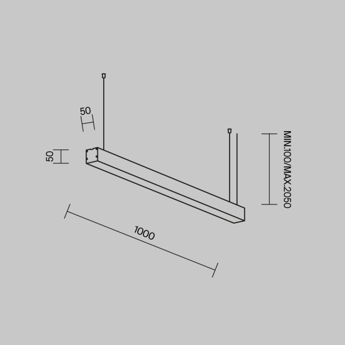 Линейный светильник подвесной 4000K 50x50 20 Вт (Серебро, 1 м) LL312020, LL312020, изображение 6 Линейный светильник подвесной 4000K 50x50 20 Вт (Серебро, 1 м) LL312020, LL312020, изображение 6
