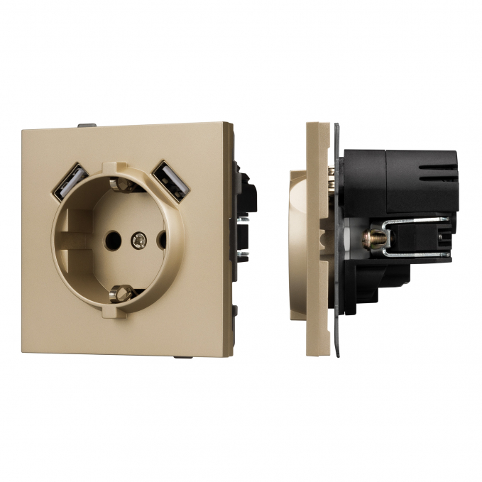 Механизм розетки с USB зарядкой SCT-TENDO-MUAA-SFPL-GD (230V, 16A), Arlight, 054604, изображение 1 Механизм розетки с USB зарядкой SCT-TENDO-MUAA-SFPL-GD (230V, 16A), Arlight, 054604, изображение 1
