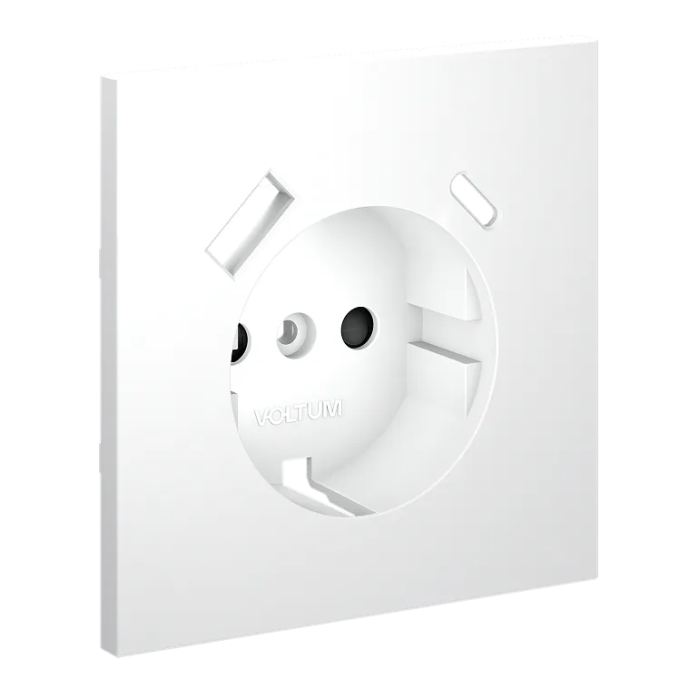 Накладка для розетки с заземлением и защитными шторками, с USB A+C, S70 (белый матовый), Voltum, VLS001002