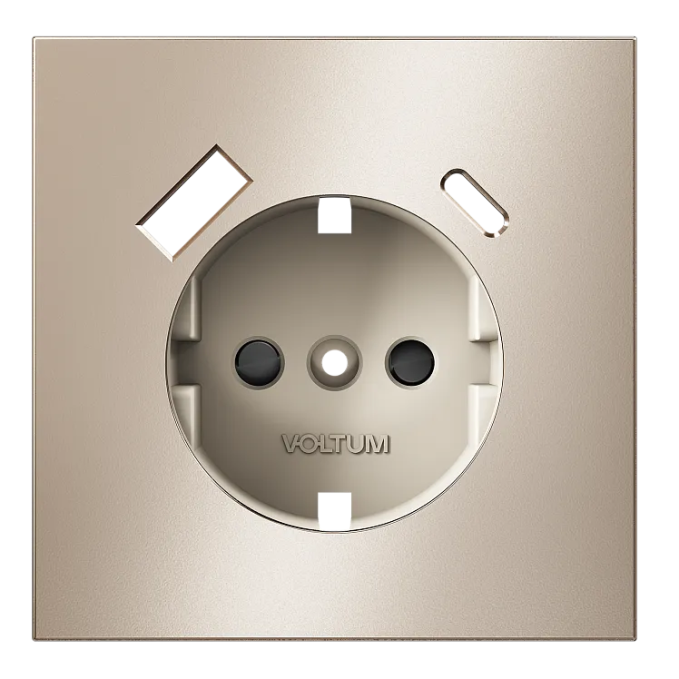 Накладка для розетки с заземлением и защитными шторками, с USB A+C, S70 Metal (платина), Voltum, VLSM001010