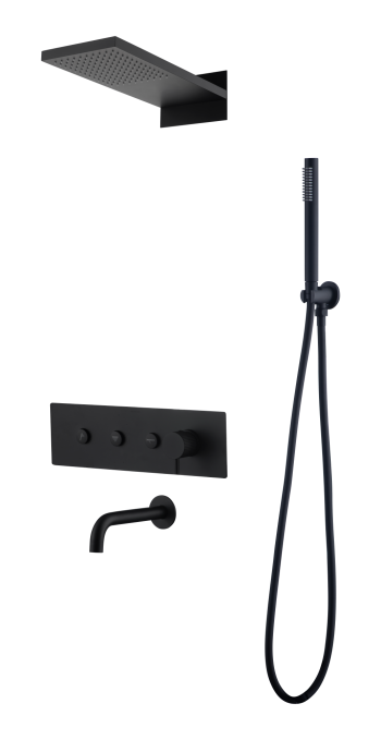 Душевой комплект со смесителем Boheme Fusion 130-2-B черный матовый Душевой комплект со смесителем Boheme Fusion 130-2-B черный матовый