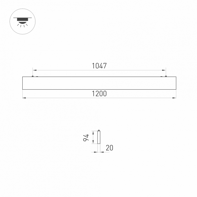 Светильник ALT-LINEAIR-FLAT-UPDOWN-DIM-S2094-1200-40W Warm3000 (BK, 100 deg, 230V), Arlight, 031530, изображение 4 Светильник ALT-LINEAIR-FLAT-UPDOWN-DIM-S2094-1200-40W Warm3000 (BK, 100 deg, 230V), Arlight, 031530, изображение 4