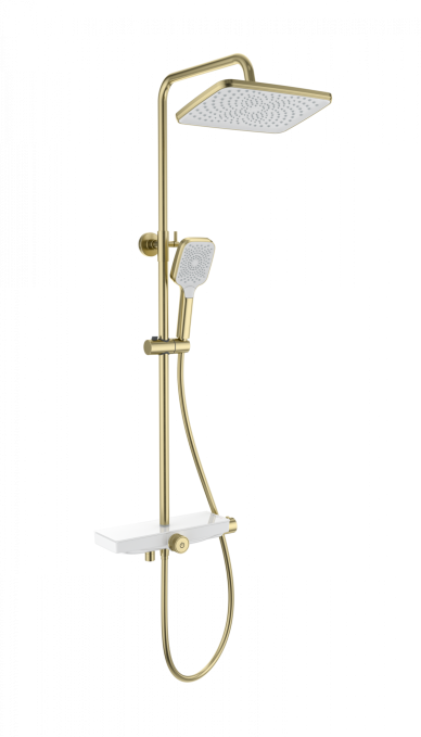 Душевая стойка со смесителем Wonzon & Woghand Thermoklick WW-B3098-A-BG золото брашированная с термостатом Душевая стойка со смесителем Wonzon & Woghand Thermoklick WW-B3098-A-BG золото брашированная с термостатом