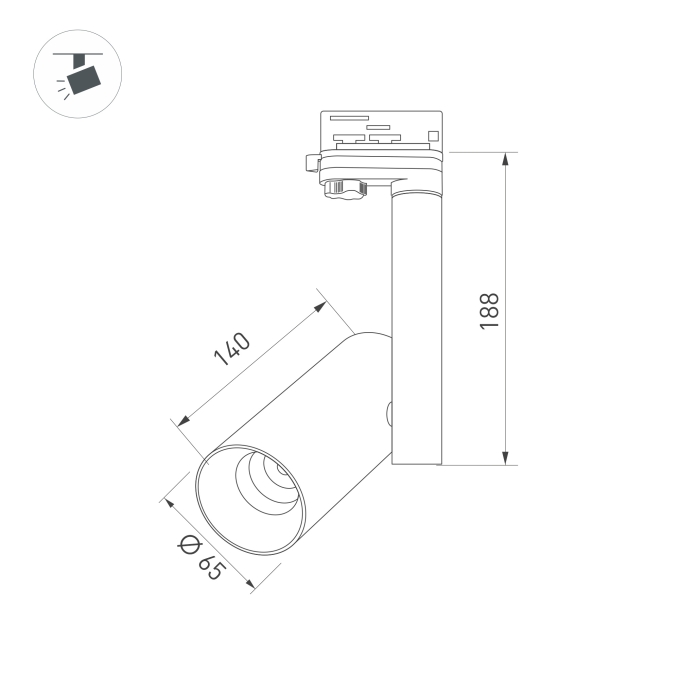 Светильник SP-POLO-TRACK-PIPE-R65-8W Day4000 (BK-BK, 40 deg), Arlight, 027482, изображение 2