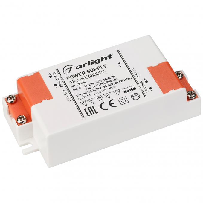 Блок питания ARJ-KE68300A (20W, 300mA, PFC), Arlight, 023448, изображение 1