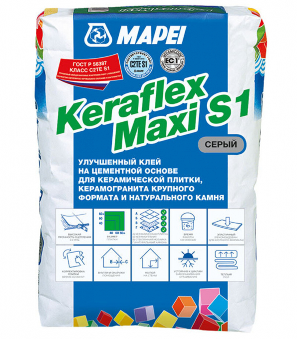Клей для плитки Mapei Keraflex Maxi S1 Серый, 25 кг