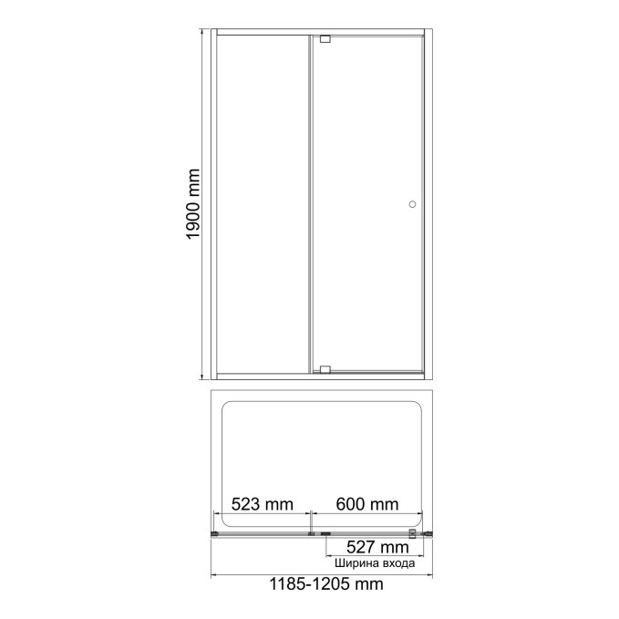 Душевая перегородка WasserKRAFT Aula 11P05-RP90 Душевая перегородка WasserKRAFT Aula 11P05-RP90