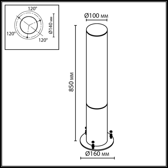 Светильник IP65 LED 22W 2500Лм 3000K 281° 220-240V CORTENA NATURE ODL26 663 ODEON LIGHT 7180/22GL, схема товара