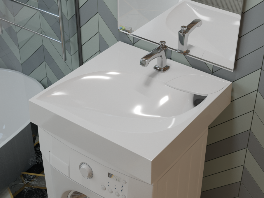 Подвесная раковина Madera List 4627173210553 60 см белая глянцевая на стиральную машину Подвесная раковина Madera List 4627173210553 60 см белая глянцевая на стиральную машину