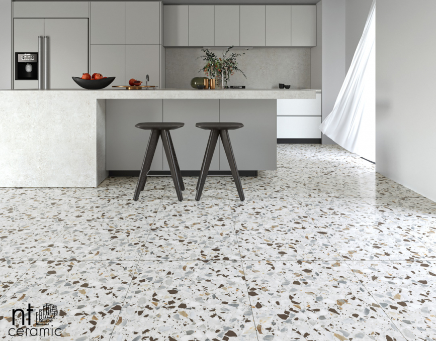 Керамогранит NT Ceramic Terrazzo White 60x120, NTT99606M Керамогранит NT Ceramic Terrazzo White 60x120, NTT99606M