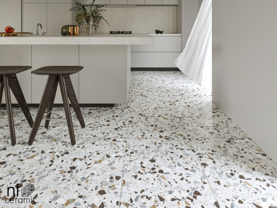 Керамогранит NT Ceramic Terrazzo White 60x120, NTT99606M Керамогранит NT Ceramic Terrazzo White 60x120, NTT99606M