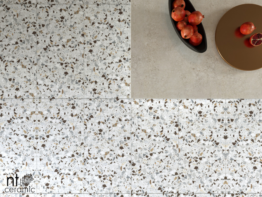 Керамогранит NT Ceramic Terrazzo White 60x120, NTT99606M Керамогранит NT Ceramic Terrazzo White 60x120, NTT99606M