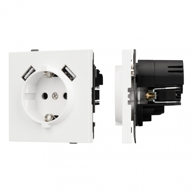 Механизм розетки с USB зарядкой SCT-TENDO-MUAA-SFPL-WH (230V, 16A), Arlight, 054606, изображение 1 Механизм розетки с USB зарядкой SCT-TENDO-MUAA-SFPL-WH (230V, 16A), Arlight, 054606, изображение 1